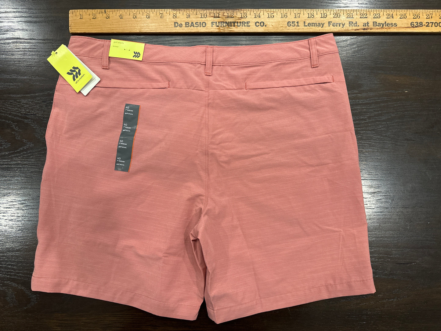 All in Motion™ Men’s Golf Shorts – 7" Inseam (Size 40), Sand / muted coral tone