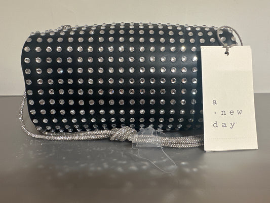 A New Day Rhinestone Studded Crossbody Clutch – Black