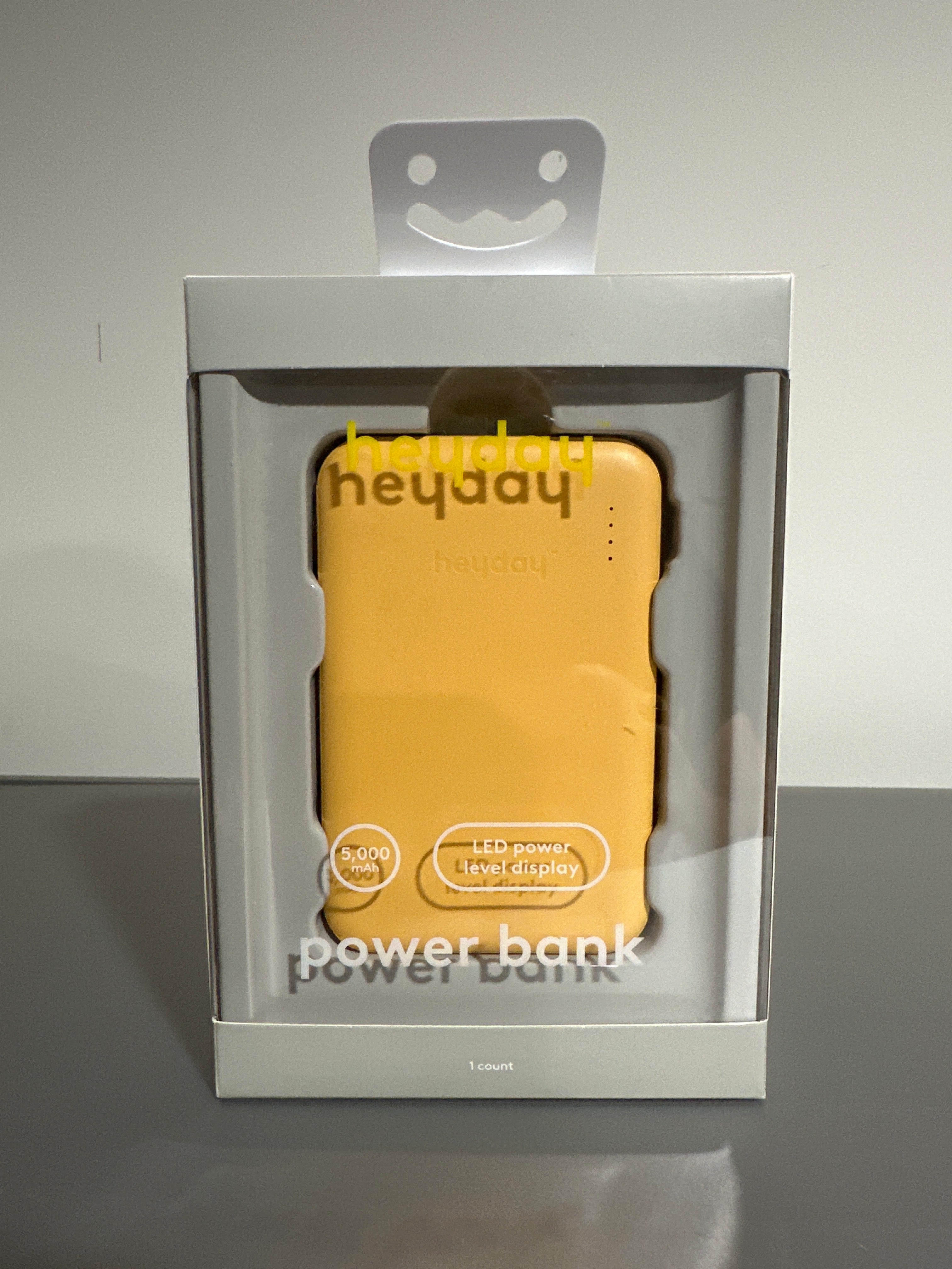 Heyday Power Bank – 5,000mAh Portable Charger with LED Power Display Yellow Gold