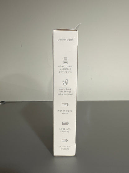 Heyday Power Bank – 5,000mAh Portable Charger with LED Power Display