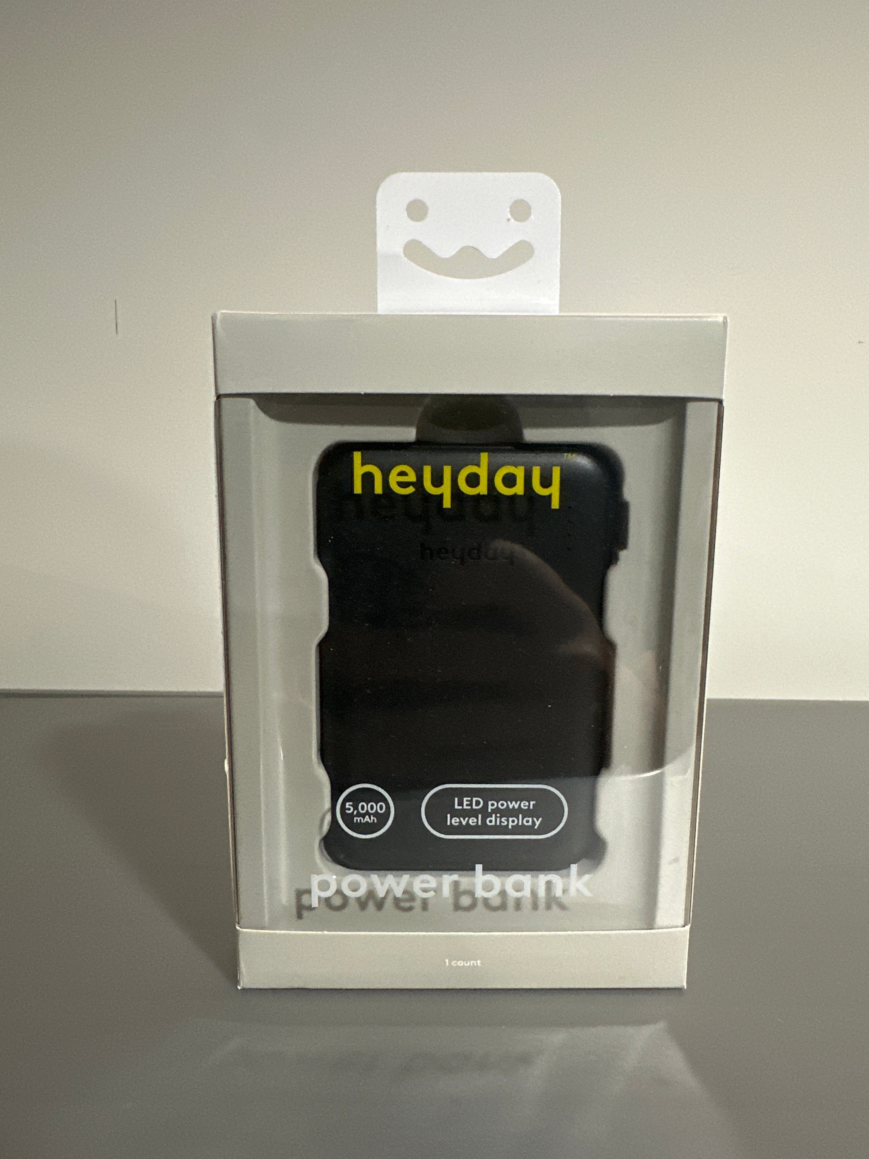 Heyday Power Bank – 5,000mAh Portable Charger with LED Power Display Black