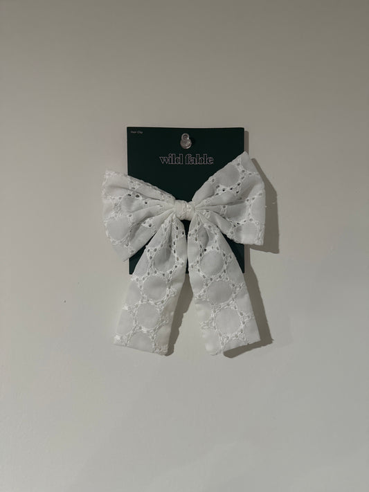 Wild Fable™ White Eyelet Bow Hair Clip