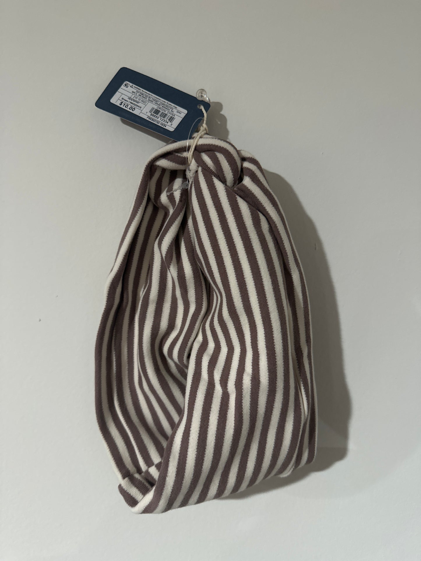 Universal Thread Striped Knotted Headband – Brown & Cream