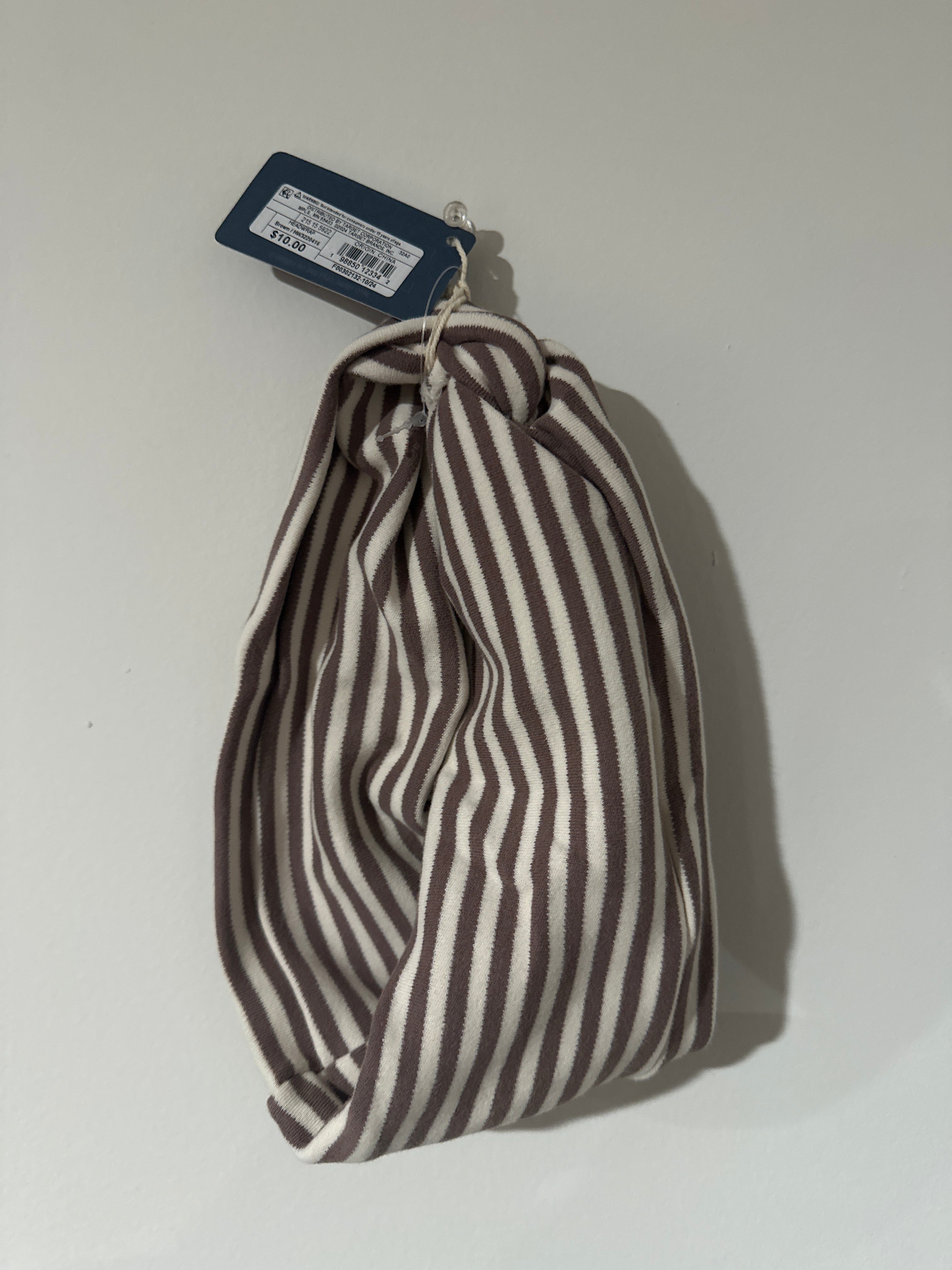 Universal Thread Striped Knotted Headband Brown & Cream