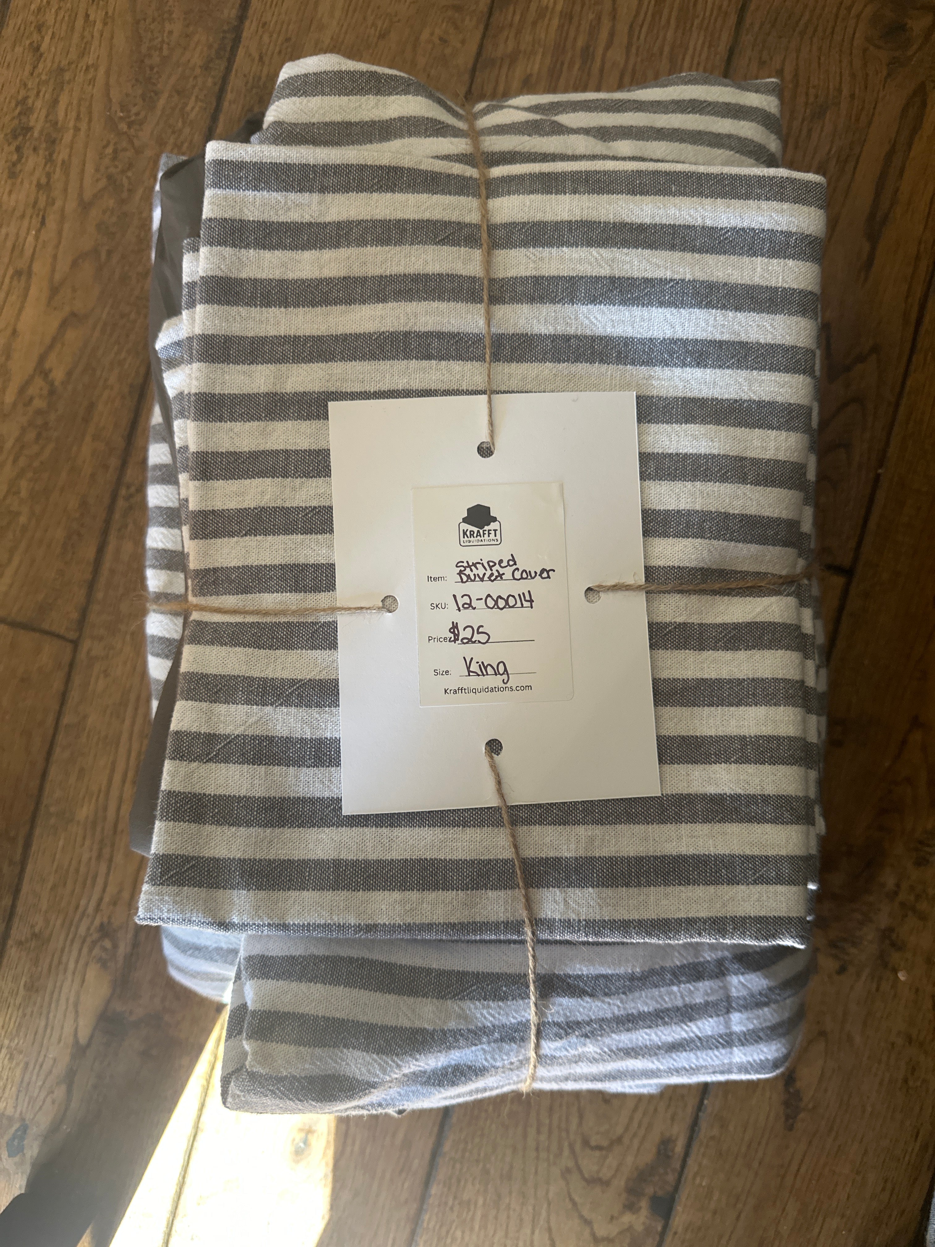 Casaluna Grey Striped King Duvet Cover with Shams