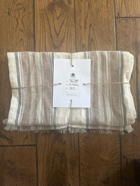 Fall colored Striped Table Runner