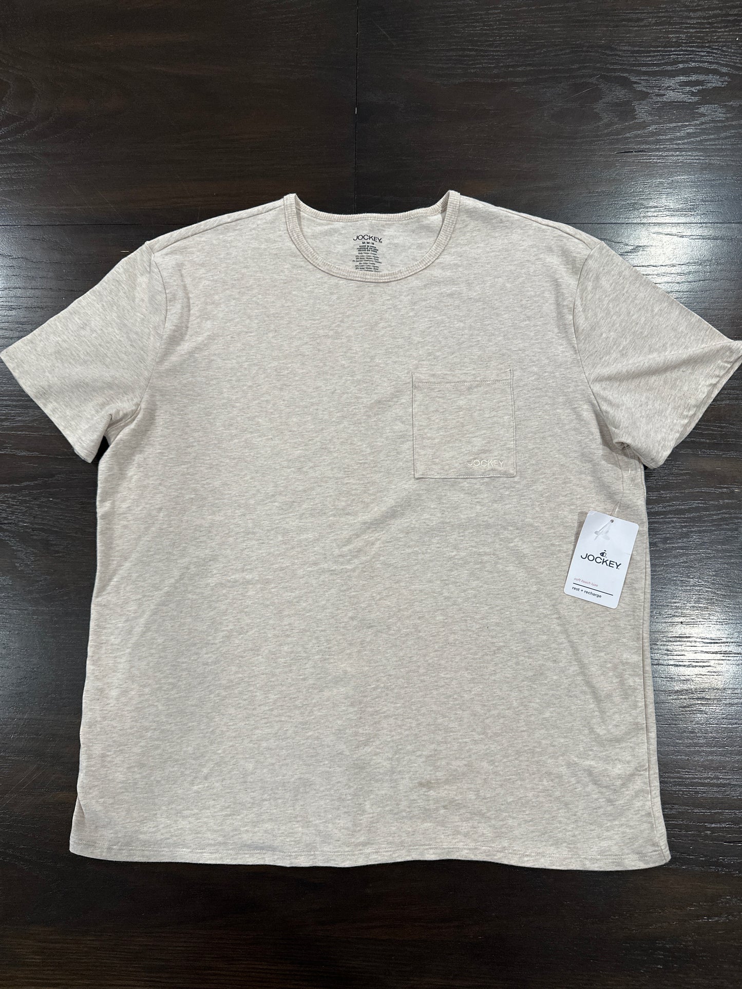 Jockey® Men’s Soft Touch Luxe Pocket T-Shirt – Heather Oatmeal (Size M)