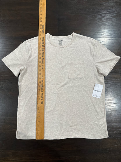Jockey® Men’s Soft Touch Luxe Pocket T-Shirt – Heather Oatmeal (Size M)