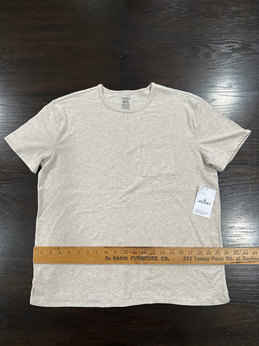 Jockey® Men’s Soft Touch Luxe Pocket T-Shirt – Heather Oatmeal (Size M)