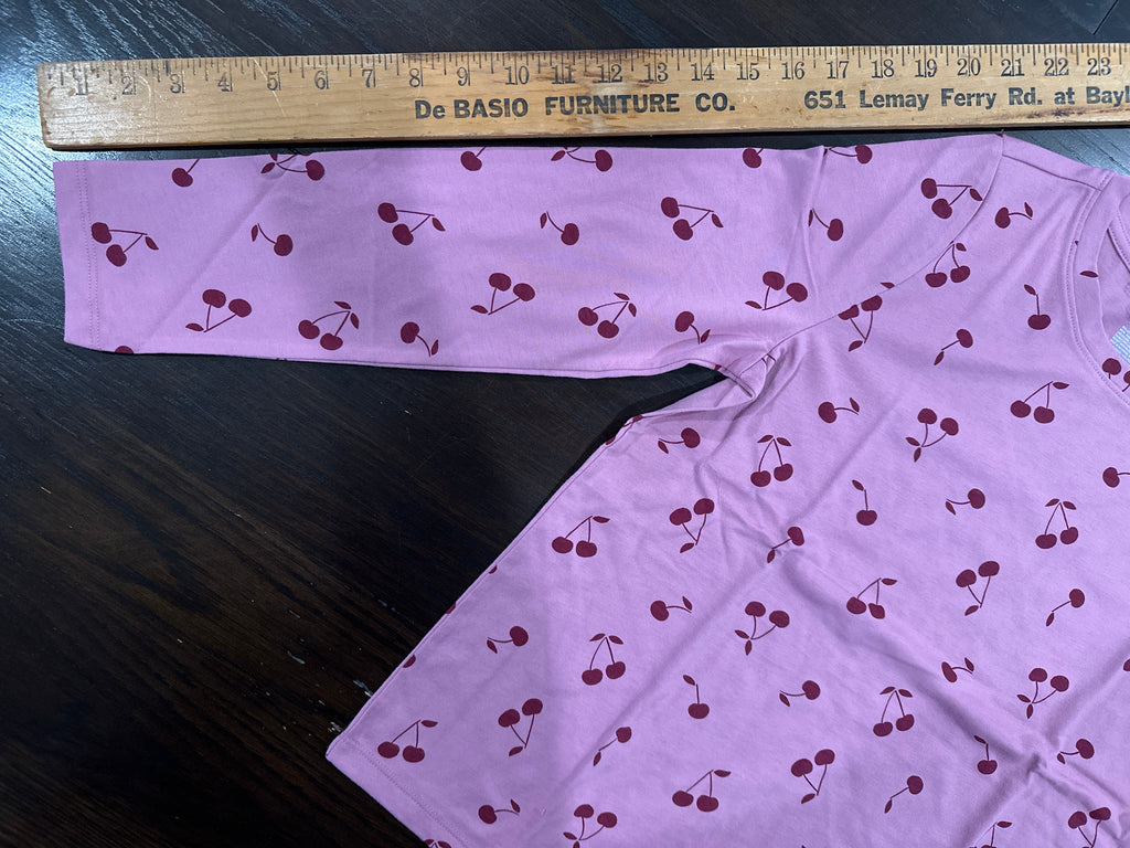 Cat & Jack Girls Long Sleeve Cherry Print Top Pink Size L 10/12