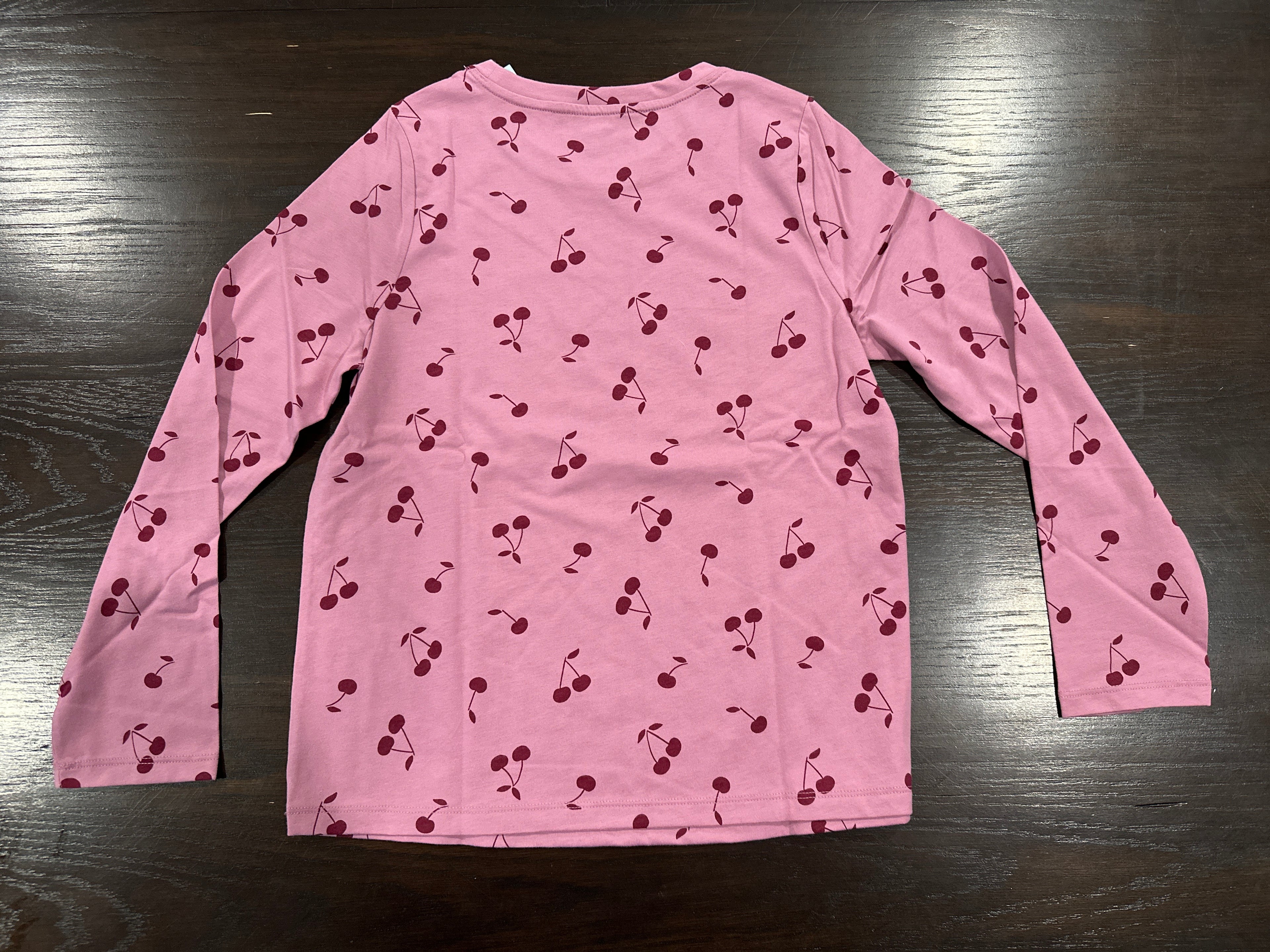 Cat & Jack Girls Long Sleeve Cherry Print Top Pink Size L 10/12