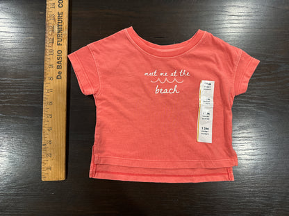 Cat & Jack® “Meet Me at the Beach” Short Sleeve Tee – Coral