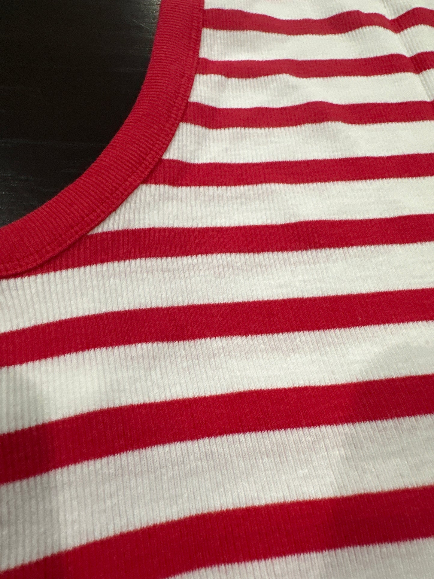A New Day Red & White Striped Ribbed Tank Top – Women's Size M