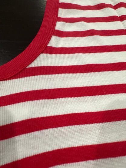 A New Day Red & White Striped Ribbed Tank Top – Women's Size M