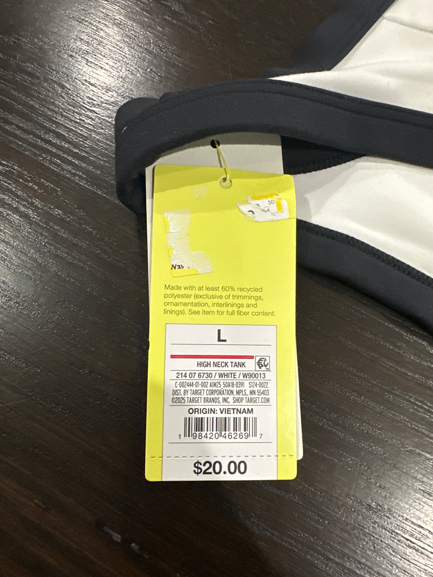 All in Motion Women’s High Neck Tank Top White Black Size L