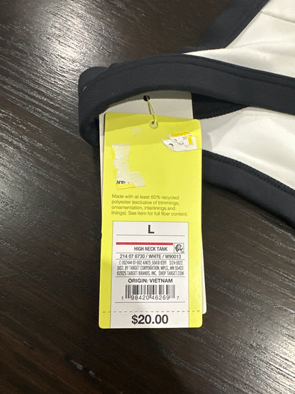 All in Motion Women’s High Neck Tank Top White Black Size L