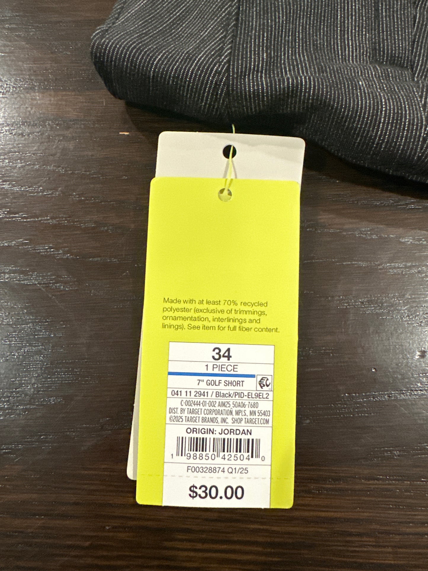 All in Motion Golf Shorts Men’s 34 Black 7” Inseam Stretch Moisture Wicking