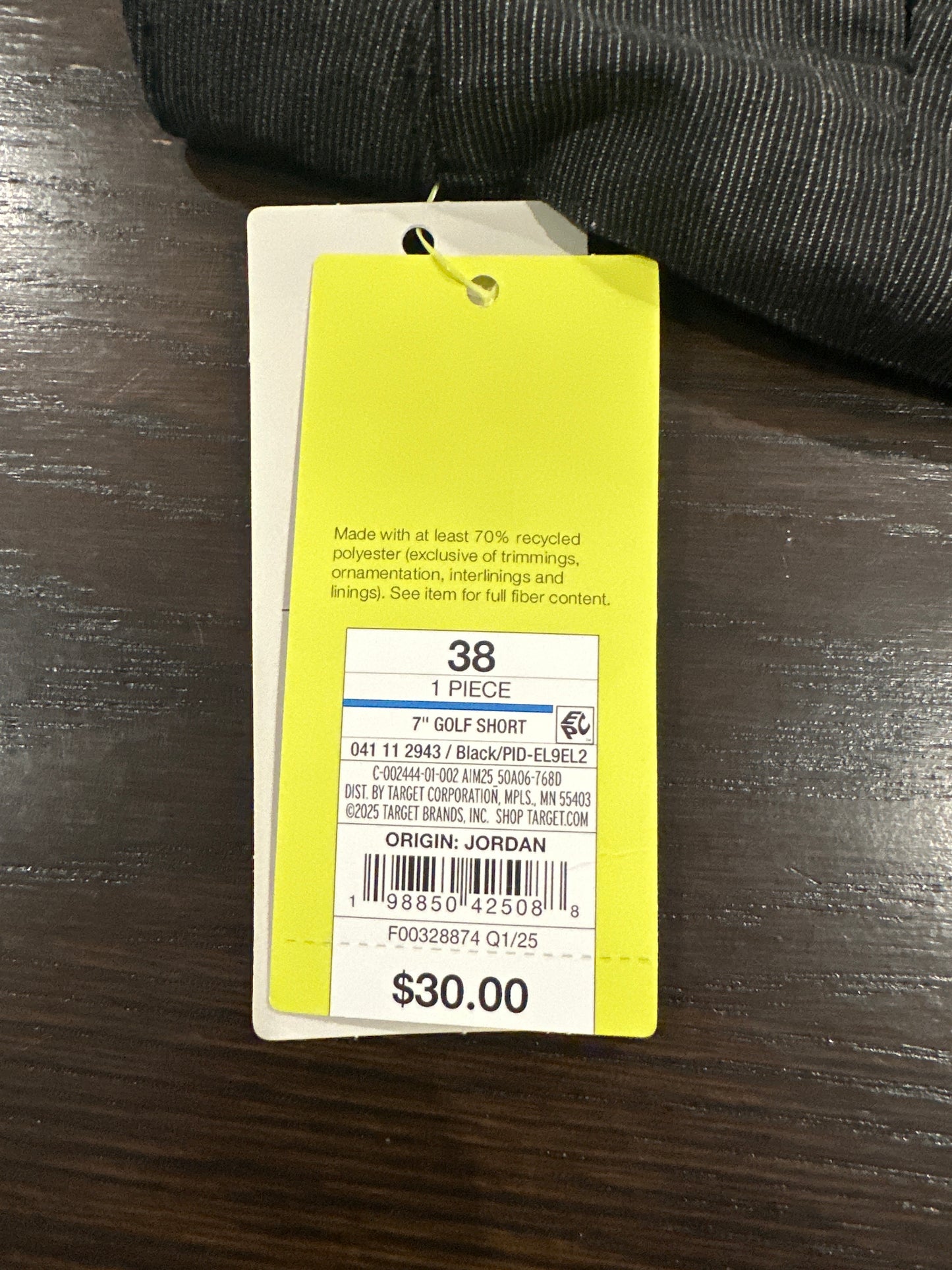 All in Motion Men’s Golf Shorts Size 38 Black 7” Inseam Unlined Stretch