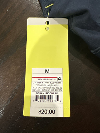 All in Motion™ Effortless Support Sports Bra – Navy Blue (Size Medium)