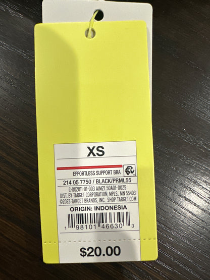 All in Motion™ Effortless Support Sports Bra – Black (Size XS)