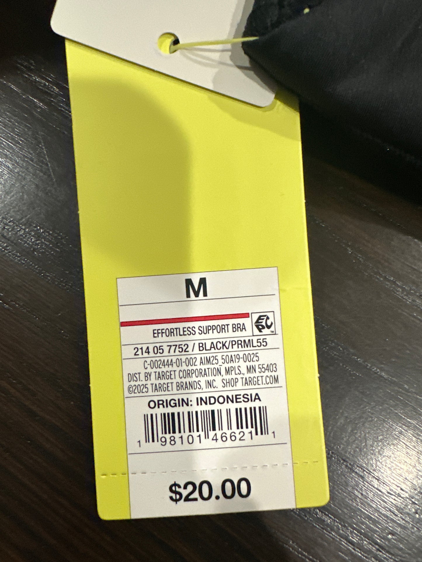 All in Motion™ Effortless Support Sports Bra – Black (Size Medium)