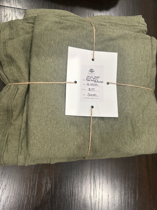 Cotton Jersey Sheet Set - Threshold™-Olive Green-Queen flat and pillowcases