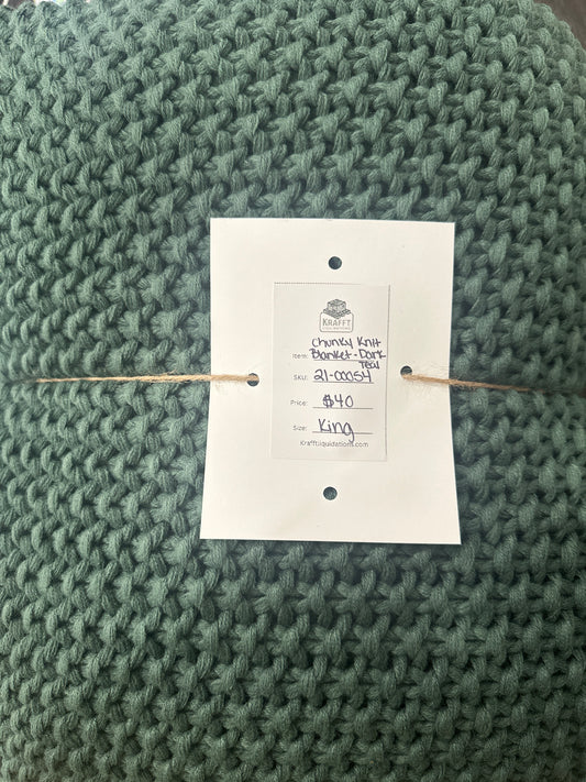 Chunky Knit Bed Blanket - Casaluna™-King-Teal