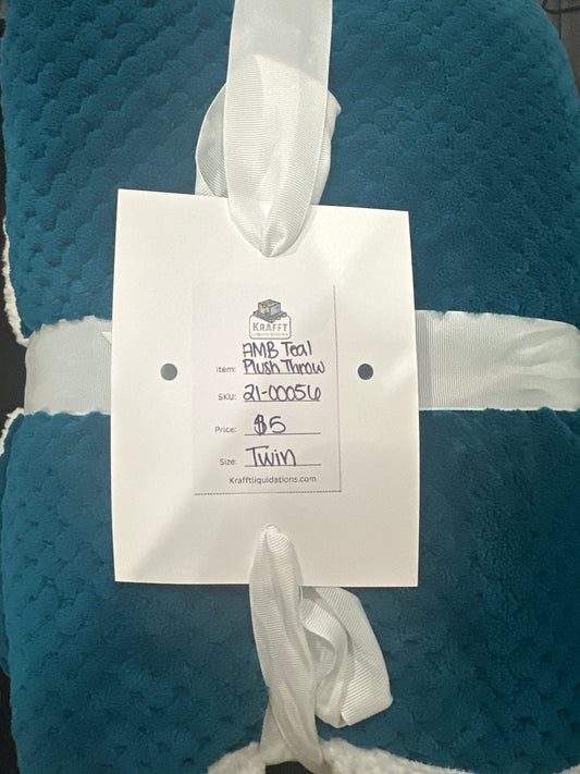 AMB Plush Teal Throw-Twin