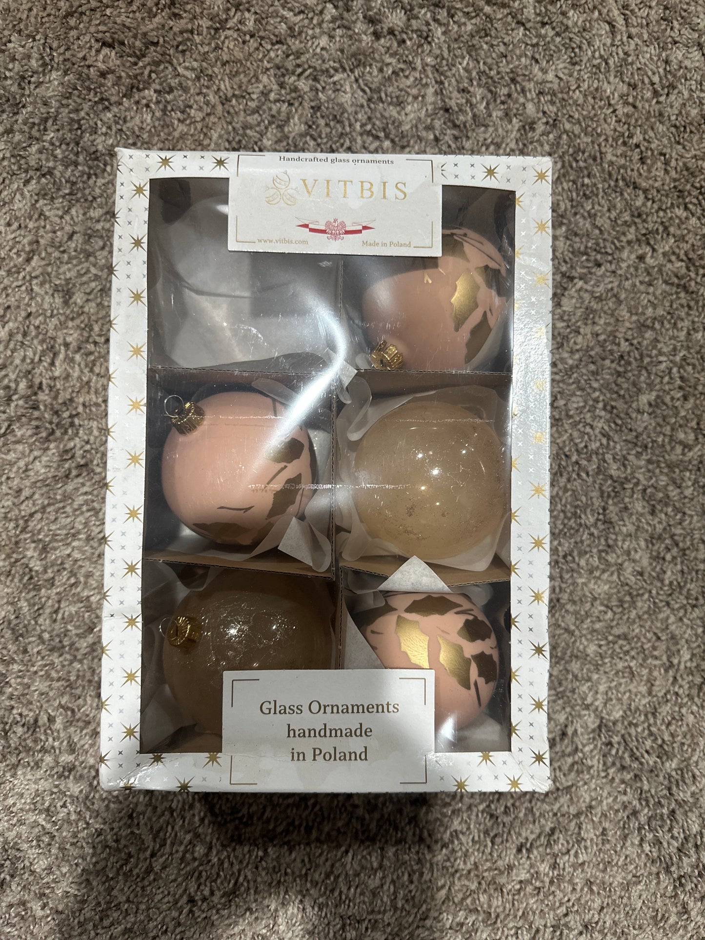 vitbis glass christmas ornaments pink and gold