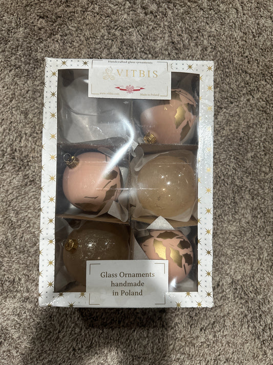 vitbis glass christmas ornaments pink and gold