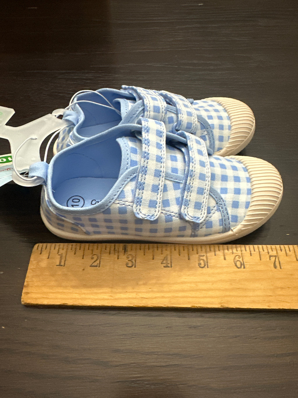 Cat & Jack Baby Gingham Hook-and-Loop Sneakers – Blue (Size 10)