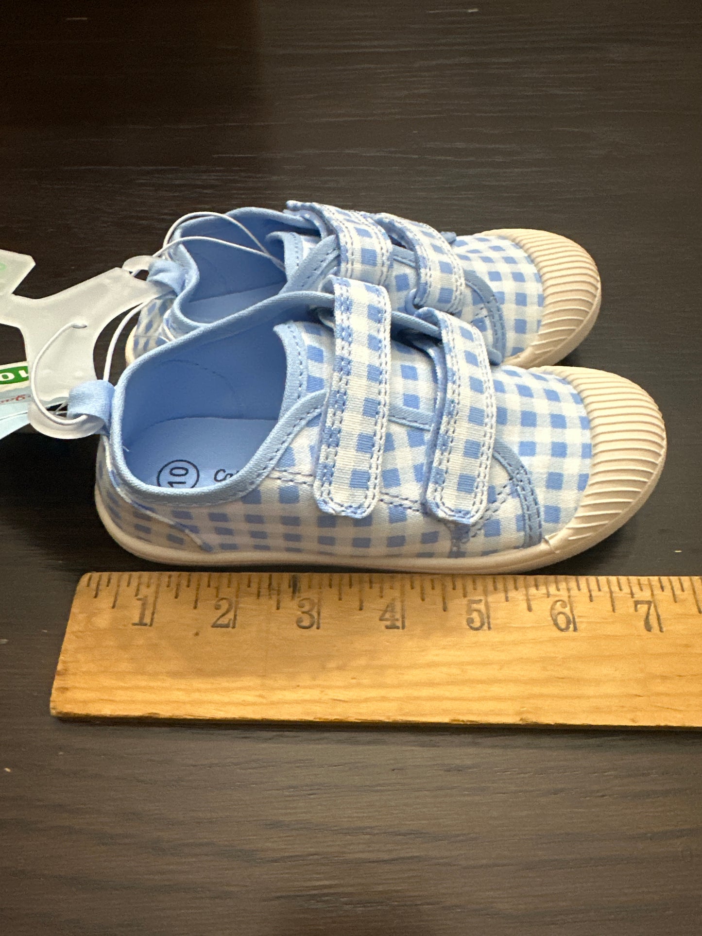 Cat & Jack Baby Gingham Hook-and-Loop Sneakers – Blue (Size 10)