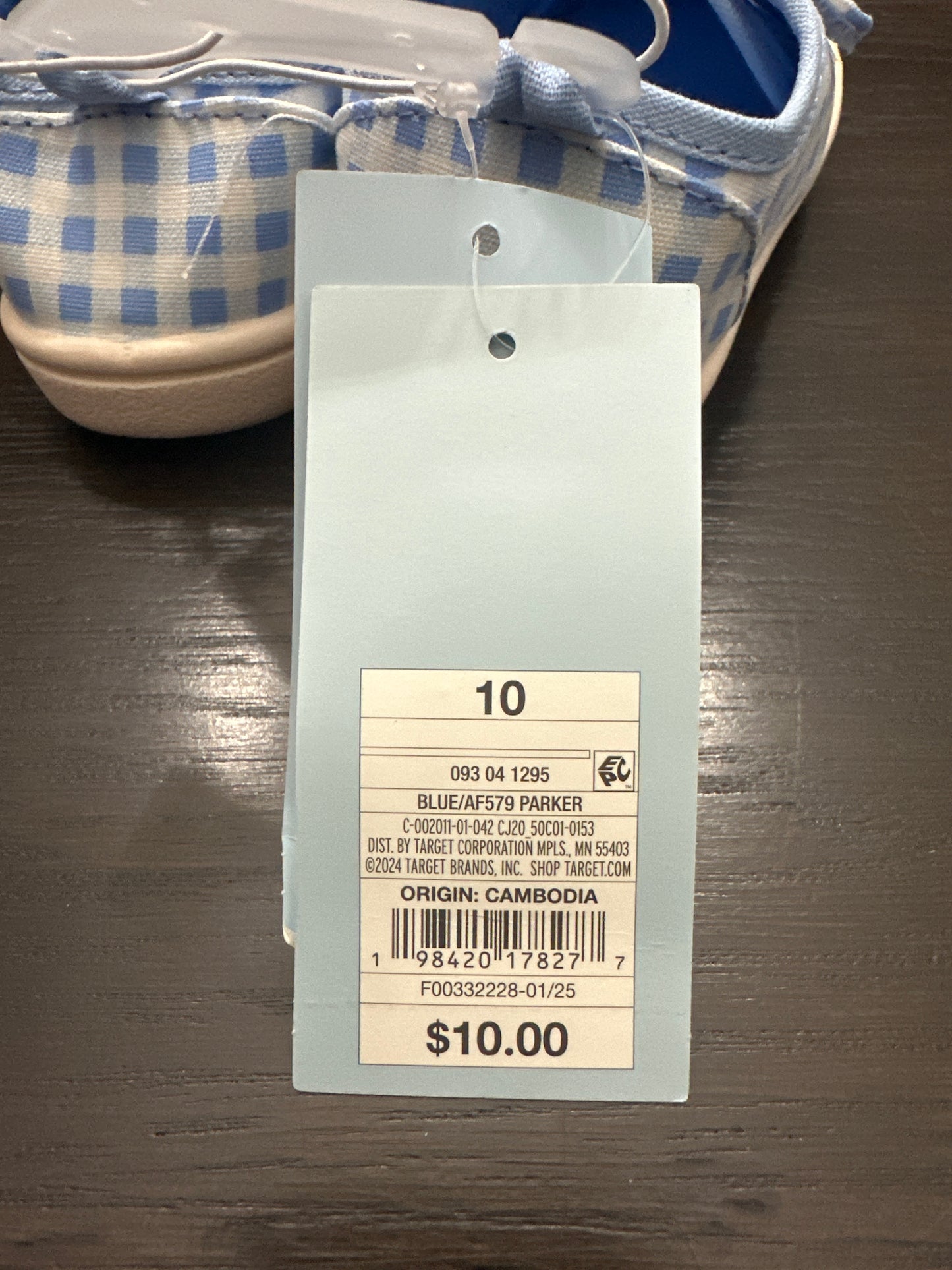 Cat & Jack Baby Gingham Hook-and-Loop Sneakers – Blue (Size 10)