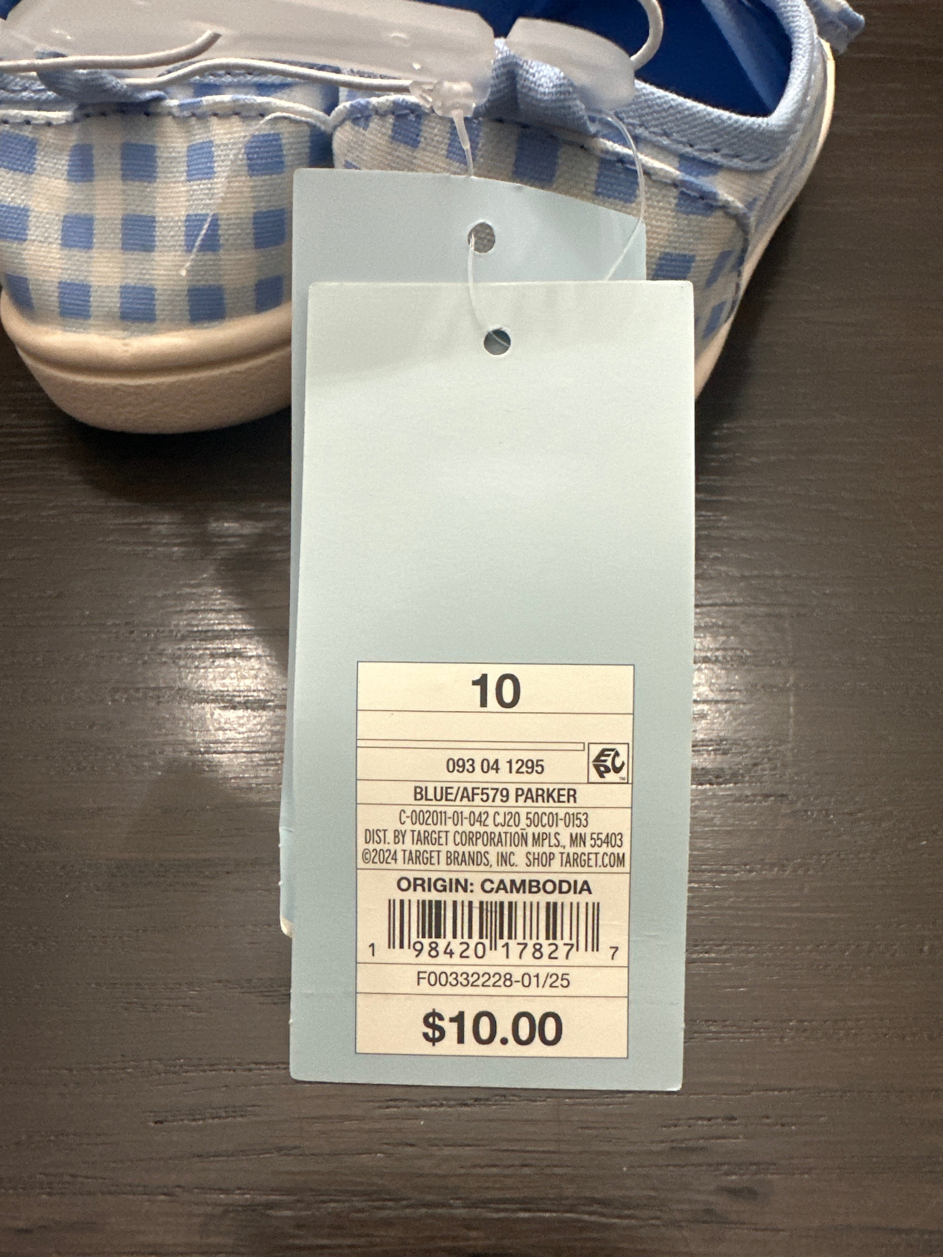 Cat & Jack Baby Gingham Hook-and-Loop Sneakers – Blue (Size 10)