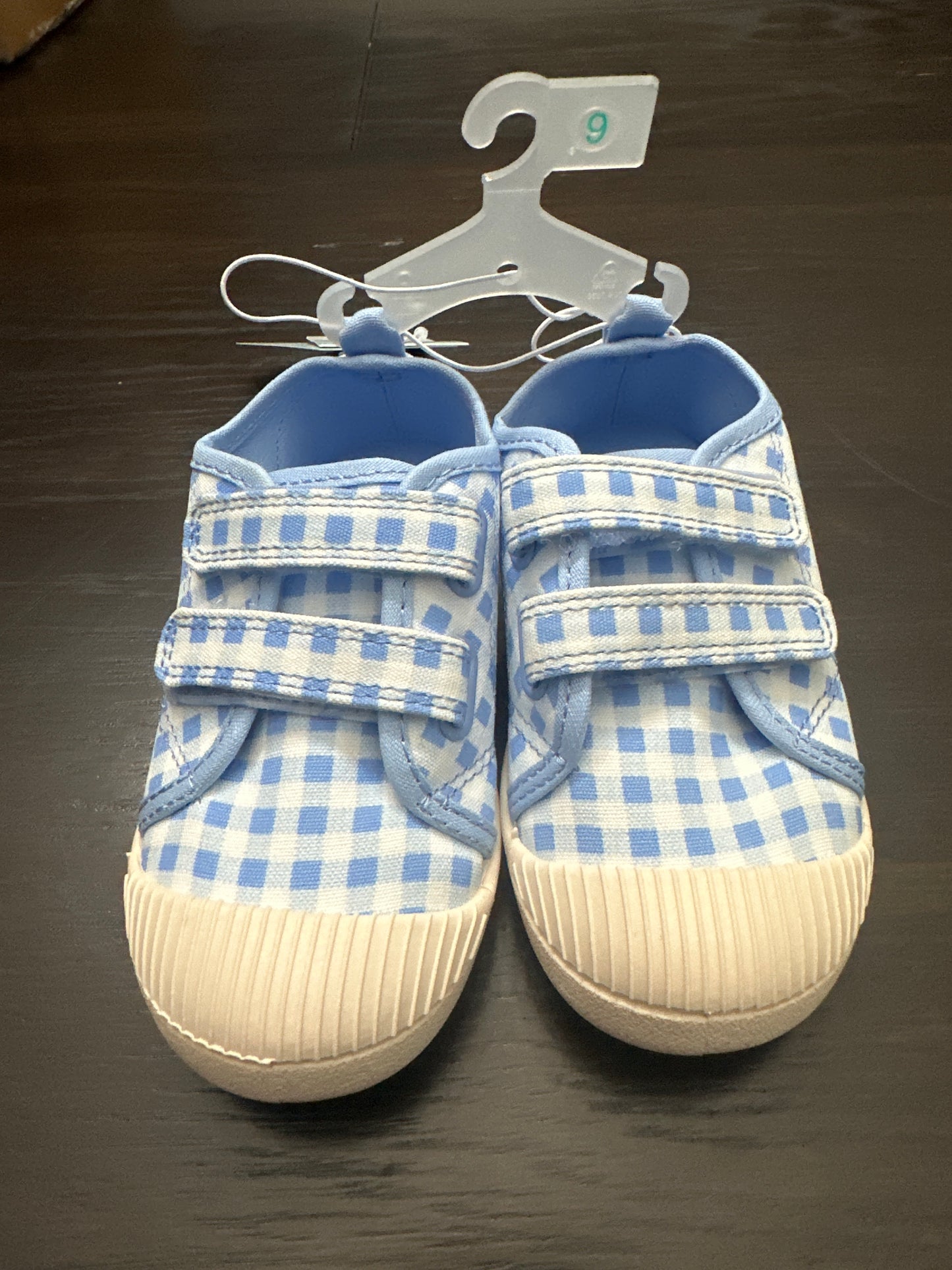 Cat & Jack Baby Gingham Hook-and-Loop Sneakers – Blue (Size 9)