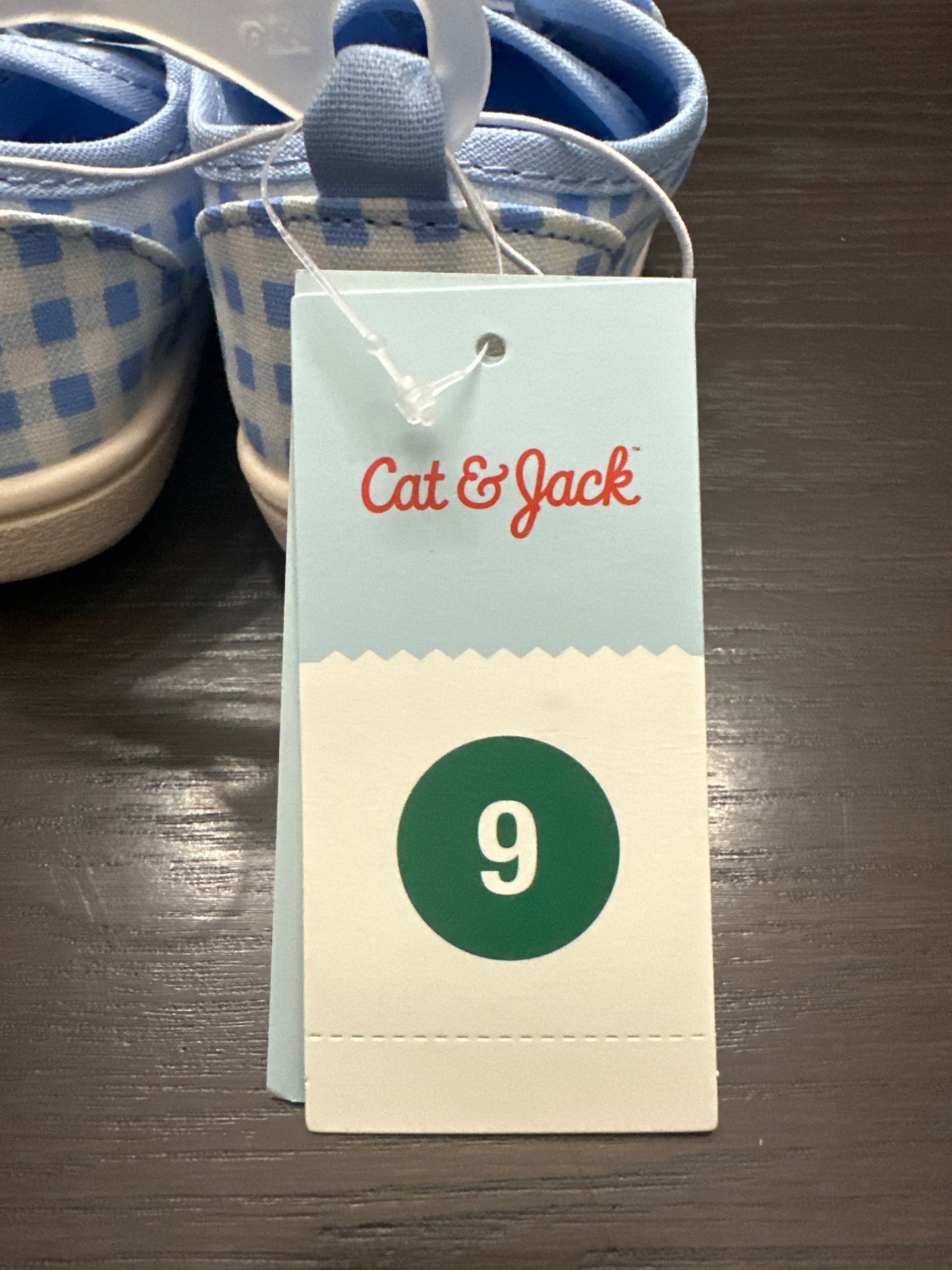 Cat & Jack Baby Gingham Hook-and-Loop Sneakers – Blue (Size 9)