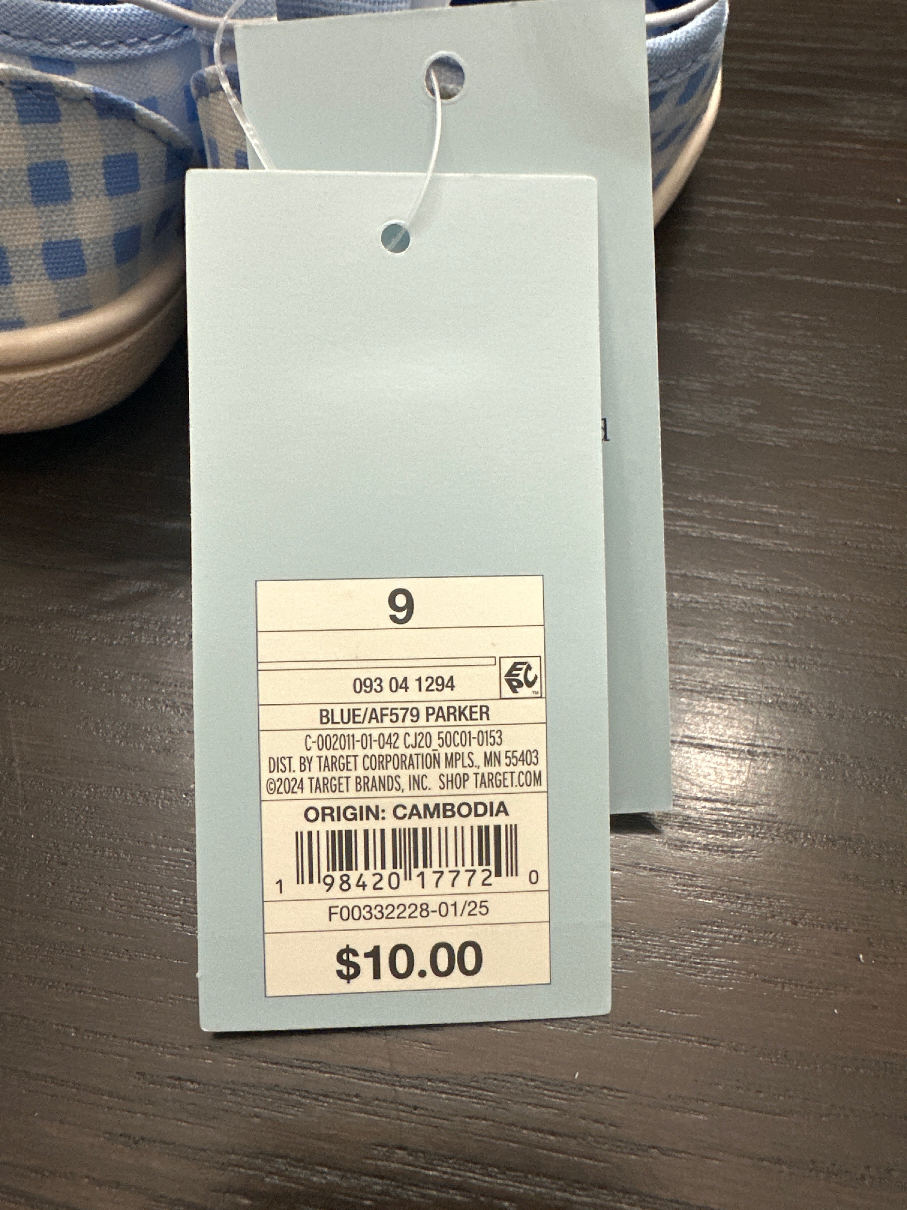 Cat & Jack Baby Gingham Hook-and-Loop Sneakers – Blue (Size 9)