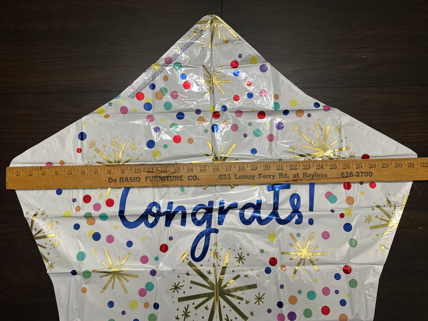 5pc Congrats Foil Balloon Bouquet Gold White Confetti Stars & Rounds Anagram