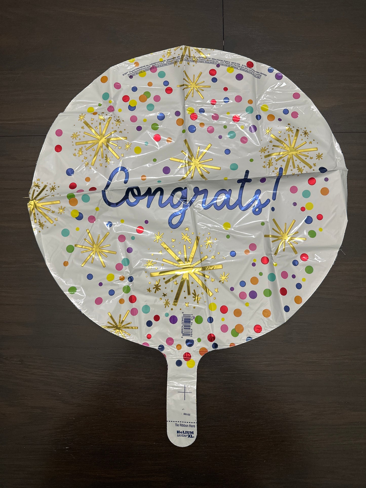 5pc Congrats Foil Balloon Bouquet Gold White Confetti Stars & Rounds Anagram