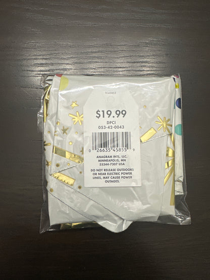 5pc Congrats Foil Balloon Bouquet Gold White Confetti Stars & Rounds Anagram