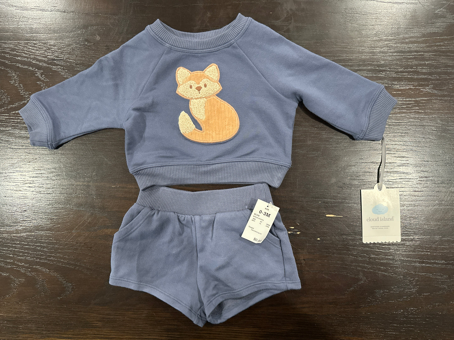 Cloud Island™ Baby 2-Piece Cozy Sweatshirt & Shorts Set – Fox Appliqué