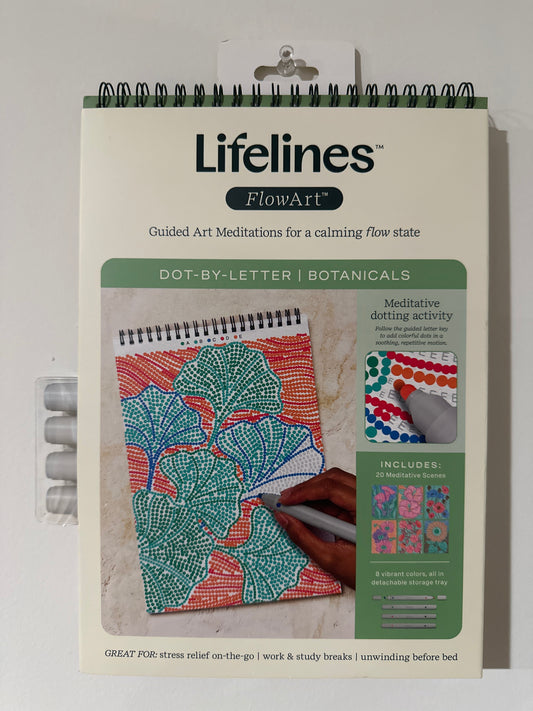 Lifelines™ FlowArt™ Dot-by-Letter Botanicals – Guided Art Meditation Set (With Markers)