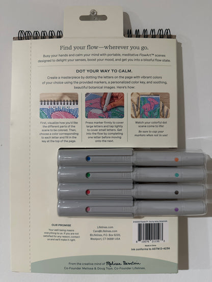 Lifelines™ FlowArt™ Dot-by-Letter Botanicals – Guided Art Meditation Set (With Markers)