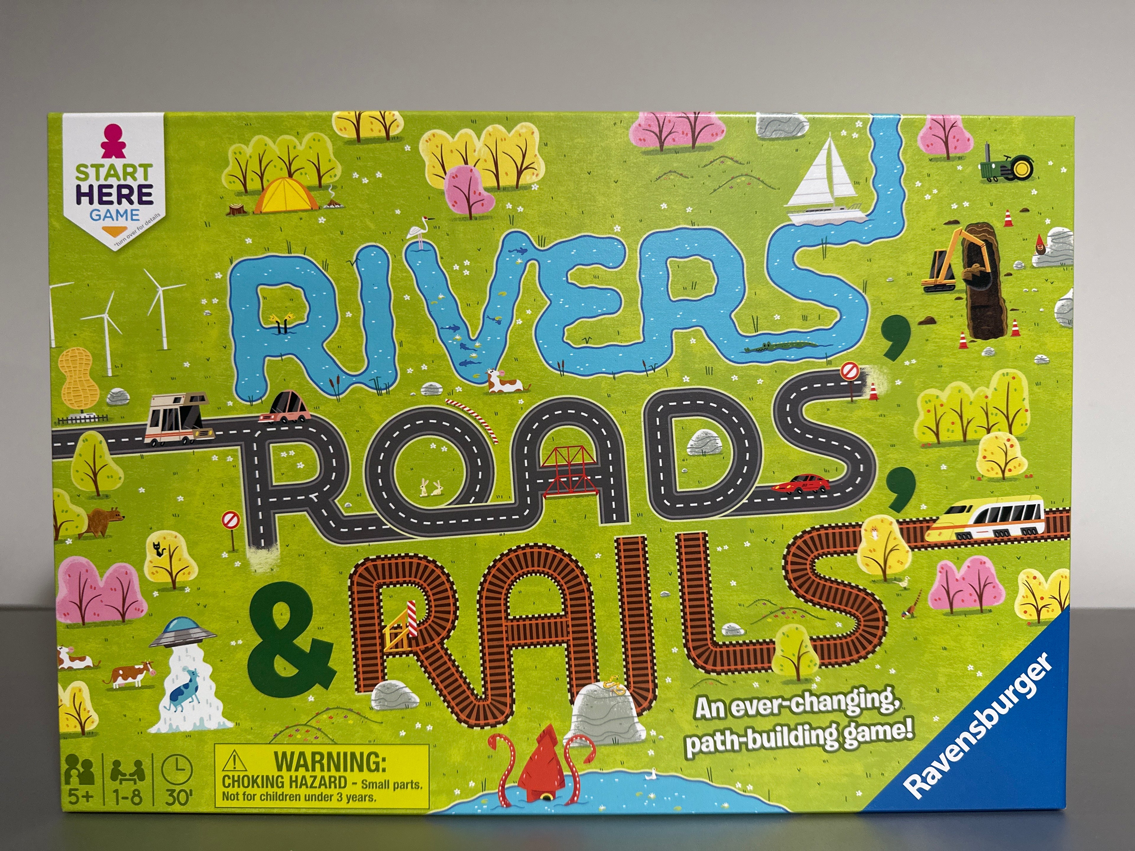 Rivers Roads & Rails Board Game Ravensburger Path Building Family Game Ages 5+