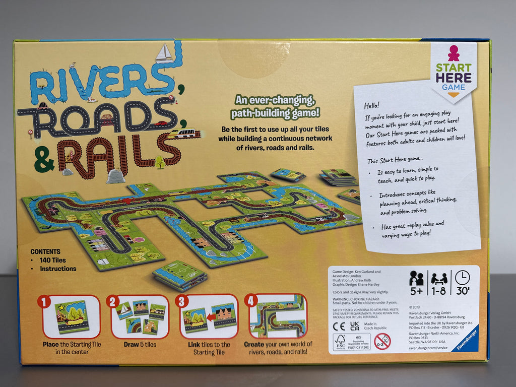 Rivers Roads & Rails Board Game Ravensburger Path Building Family Game Ages 5+