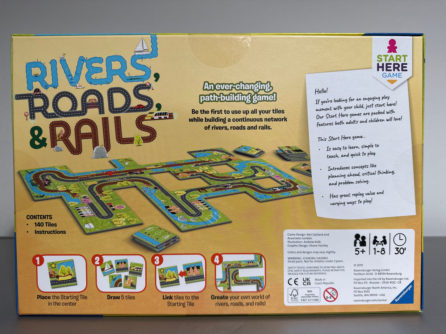 Rivers Roads & Rails Board Game Ravensburger Path Building Family Game Ages 5+