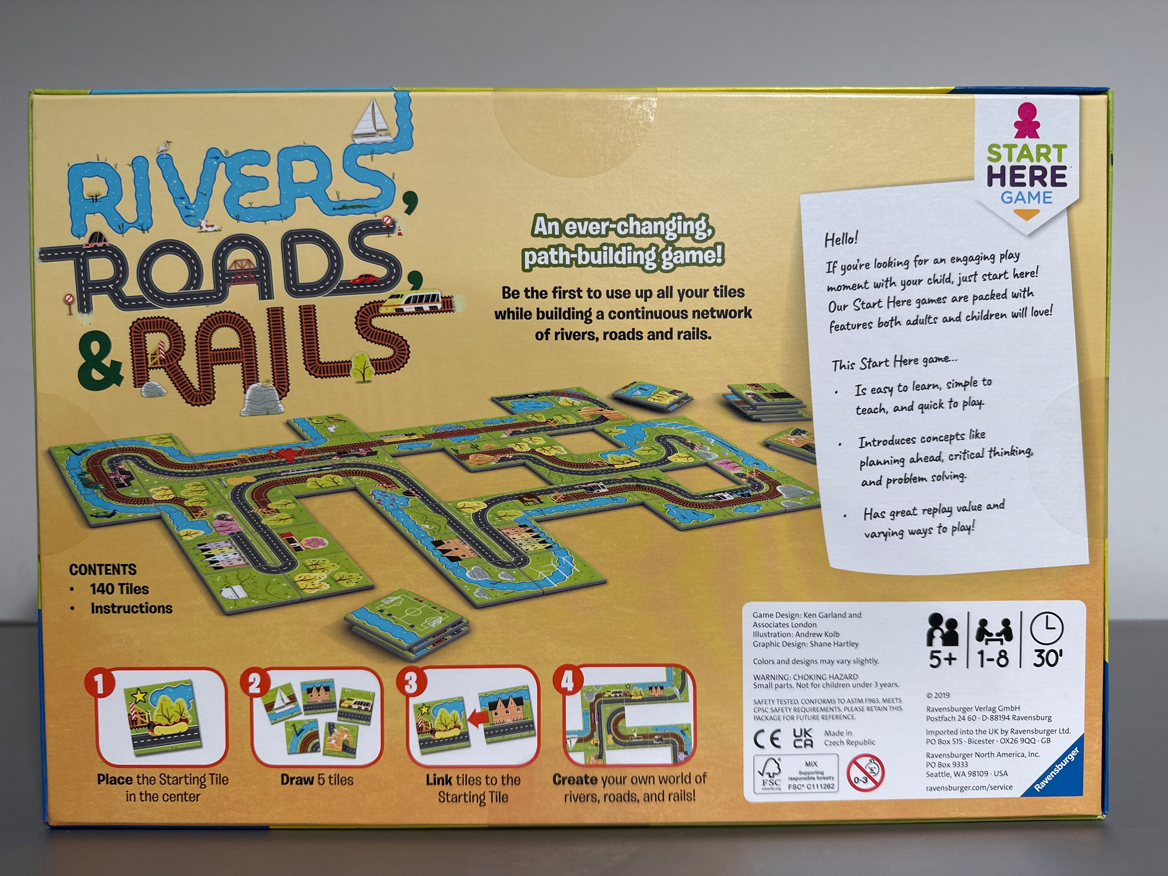 Rivers Roads & Rails Board Game Ravensburger Path Building Family Game Ages 5+