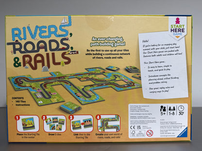 Rivers Roads & Rails Board Game Ravensburger Path Building Family Game Ages 5+