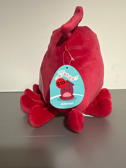 Squishmallow 8 Altman the Squid – Deep Red Plush