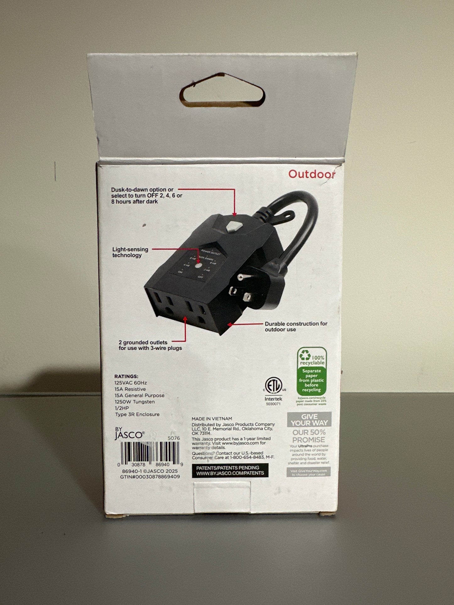 UltraPro Outdoor Light-Sensing Countdown Timer – Dual Grounded Outlet Plug